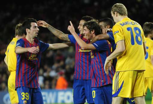 Barcelona 4-0 BATE Borisov (Highlight bảng H, Champions League 2011-12)