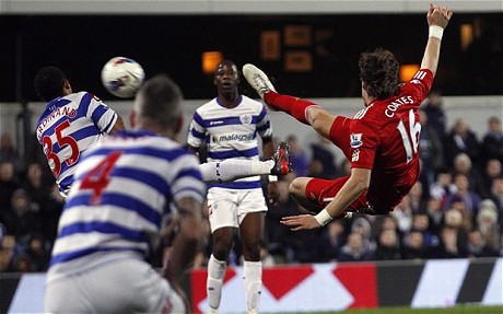 Pha ngả người móc bóng đẹp tuyệt vời của S. Coates trong trận Liverpool - QPR
